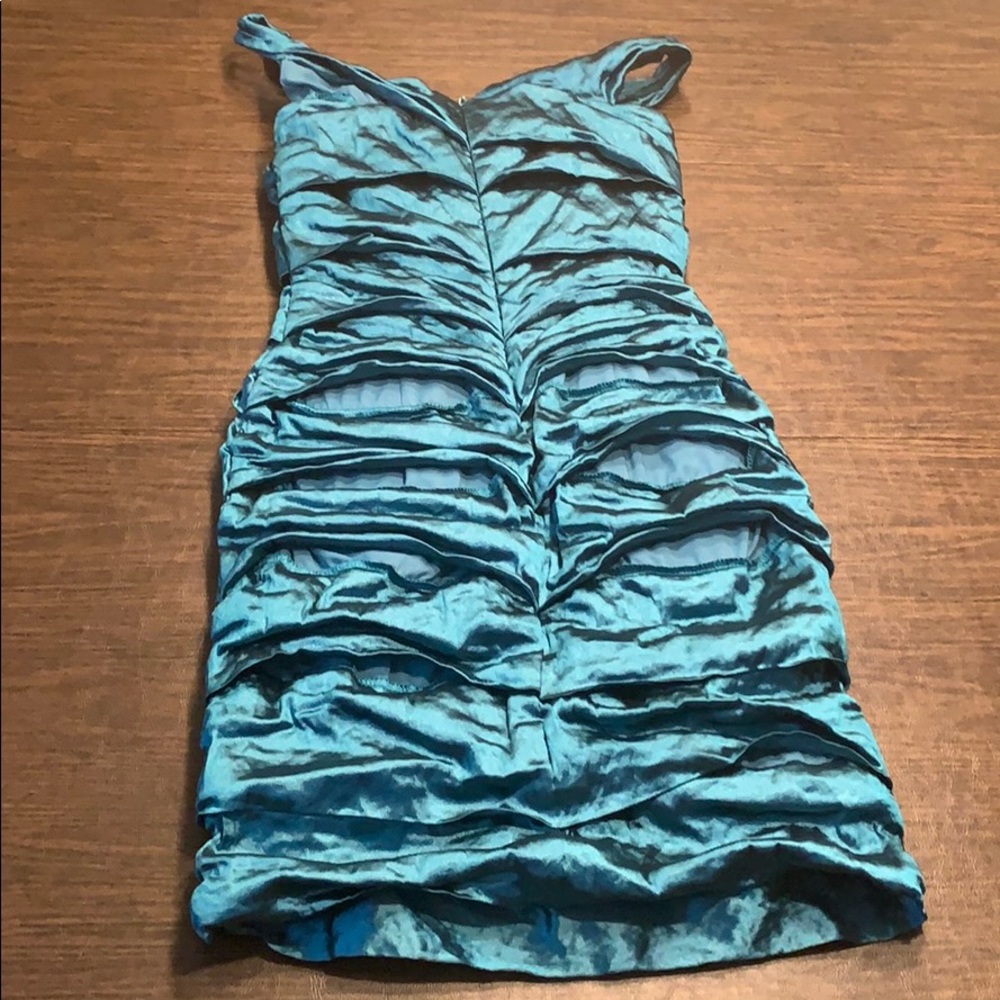 Nicole Miller Shimmery Turquoise Bodycon Dress - Picture 4 of 7